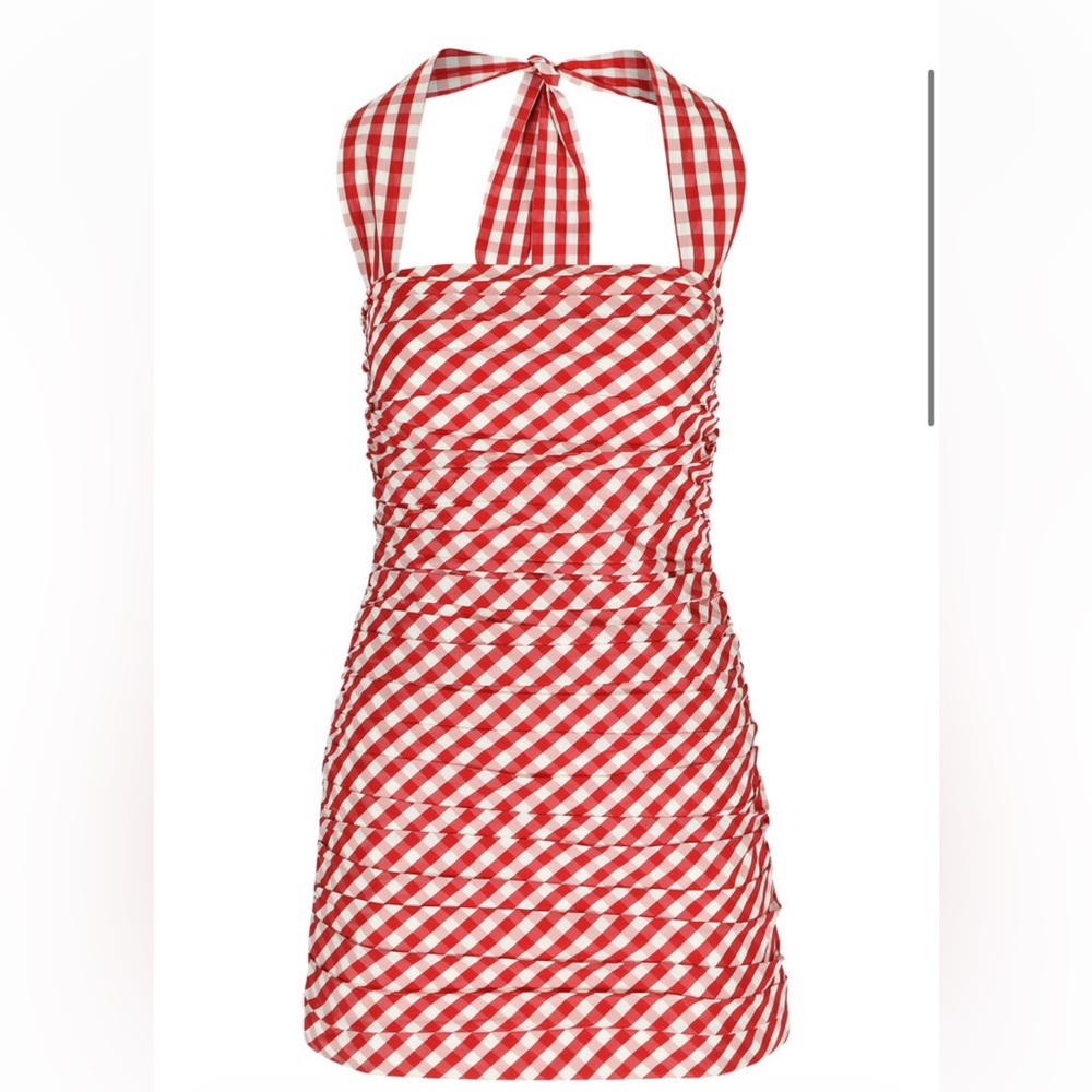 Bernadette Tippy Checkered Halter Mini Dress